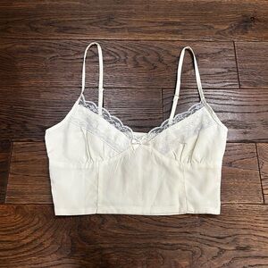 Lace Trim Cream Cami Top